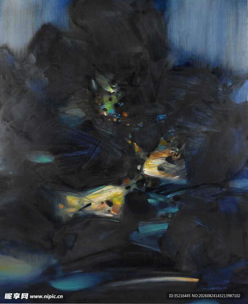 抽象梦幻的水中鱼群画面