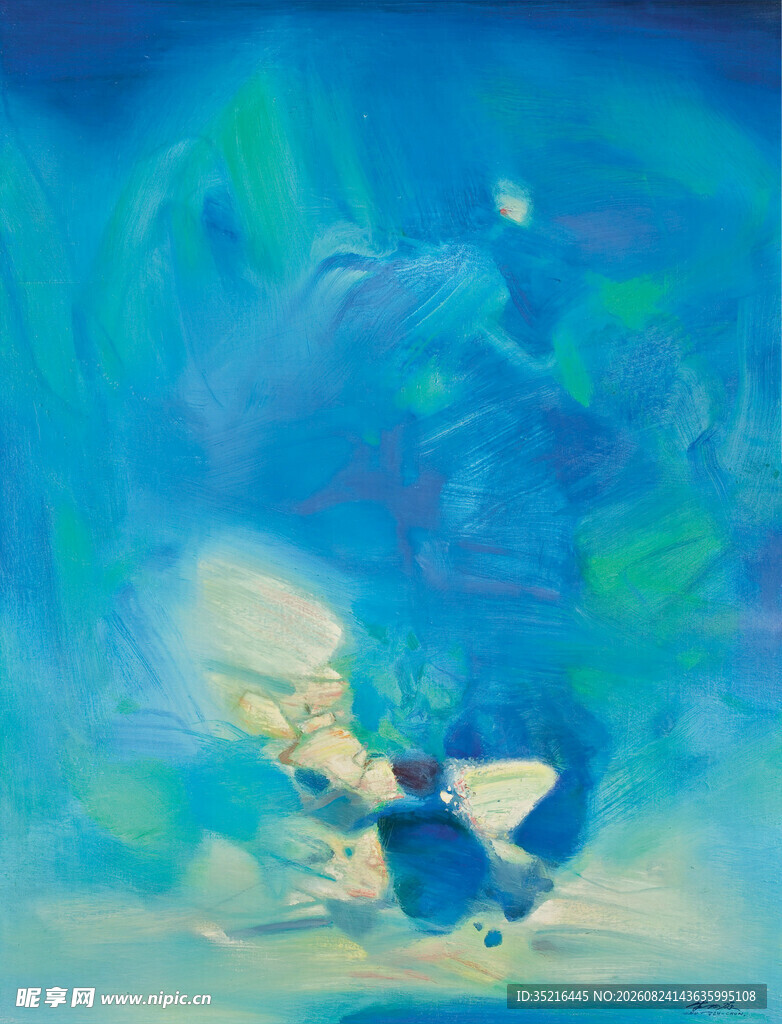 梦幻蓝色抽象艺术画面