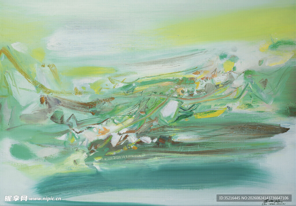 抽象绿色流体艺术画作