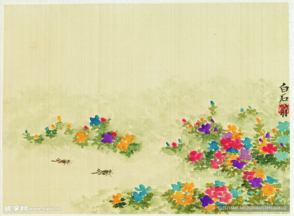 中式花卉装饰背景图