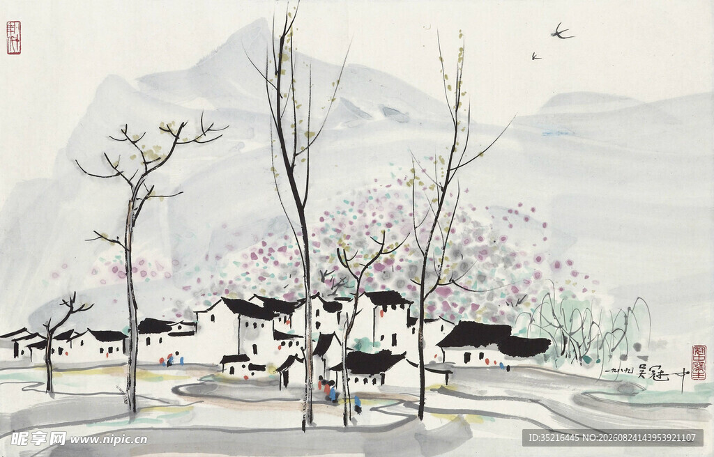 水墨江南乡村景致