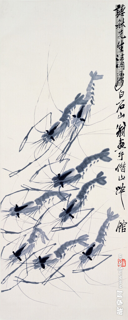 水墨群虾图
