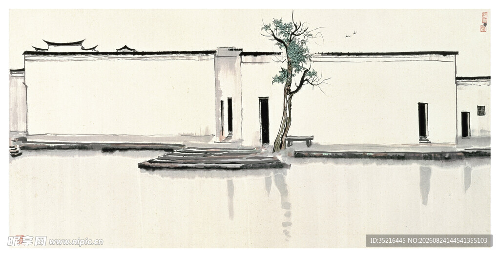 水墨江南水乡景色图