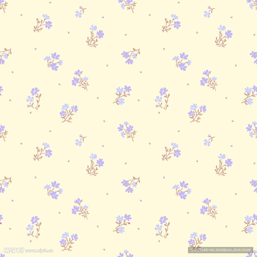 淡紫色小花无缝图案背景