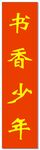 书香少年主题红色书法作品