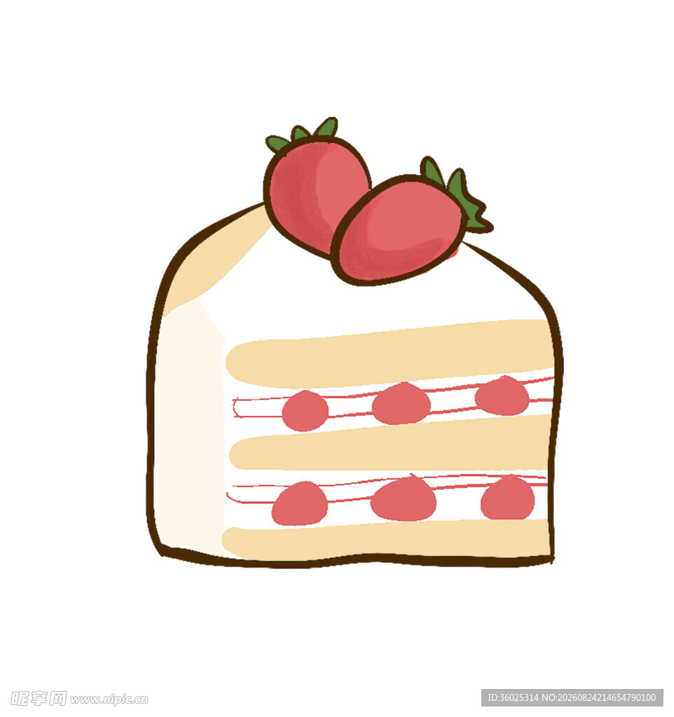 草莓夹心蛋糕插画