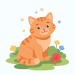 橘猫花园插画