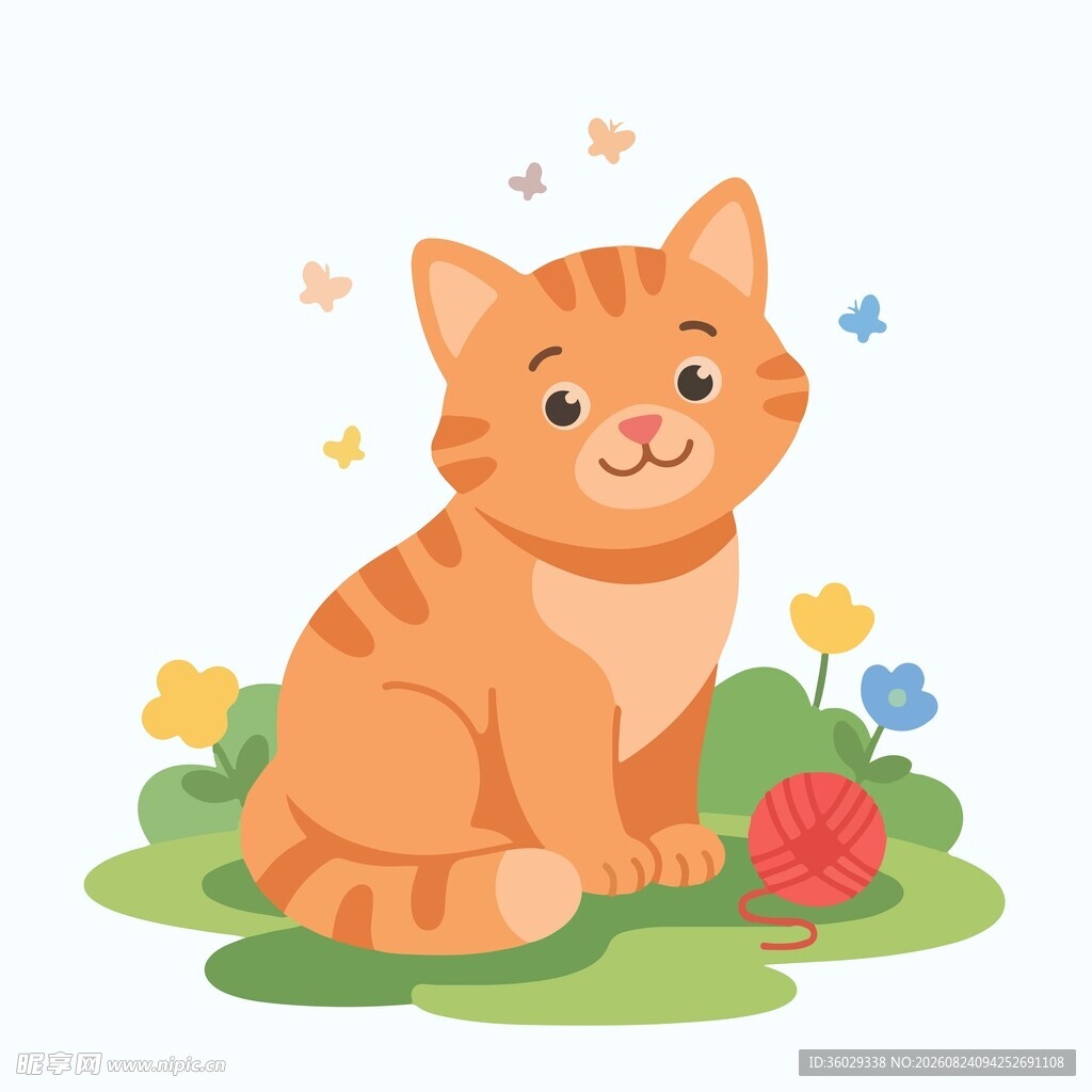 橘猫花园插画