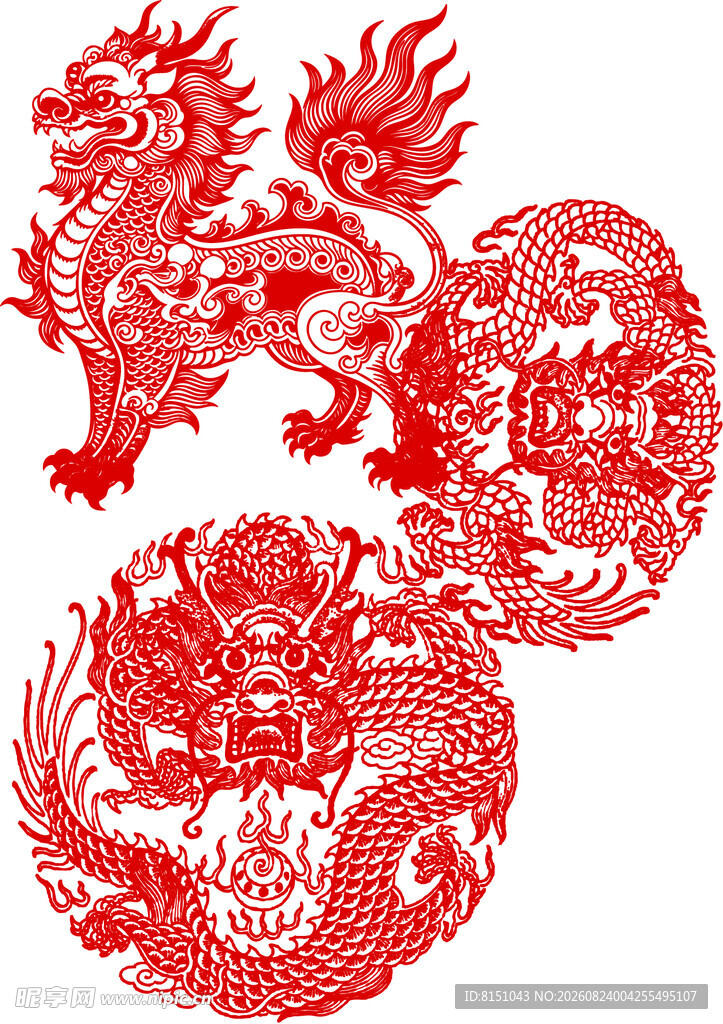 传统剪纸龙图案