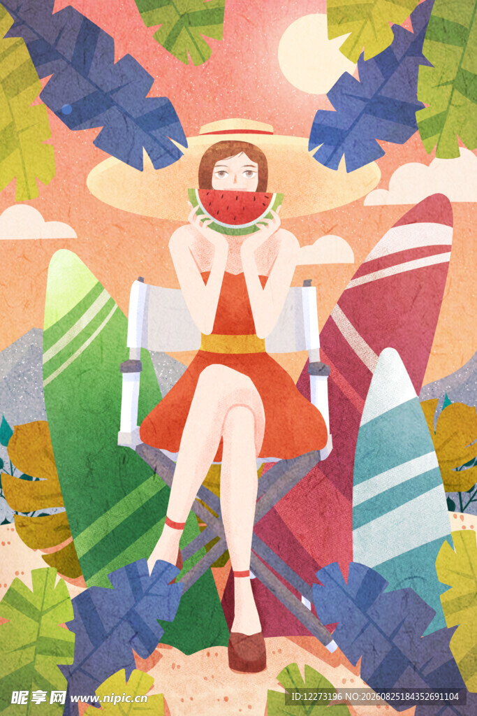 夏日度假的时尚女士