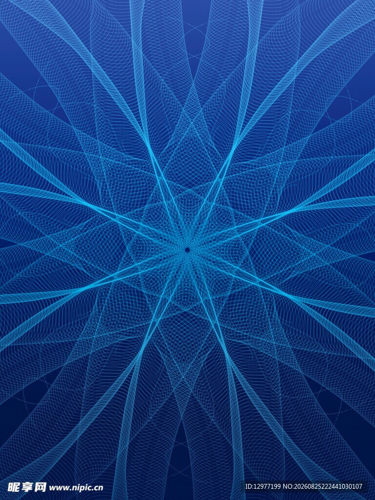 蓝色放射状抽象线条图案