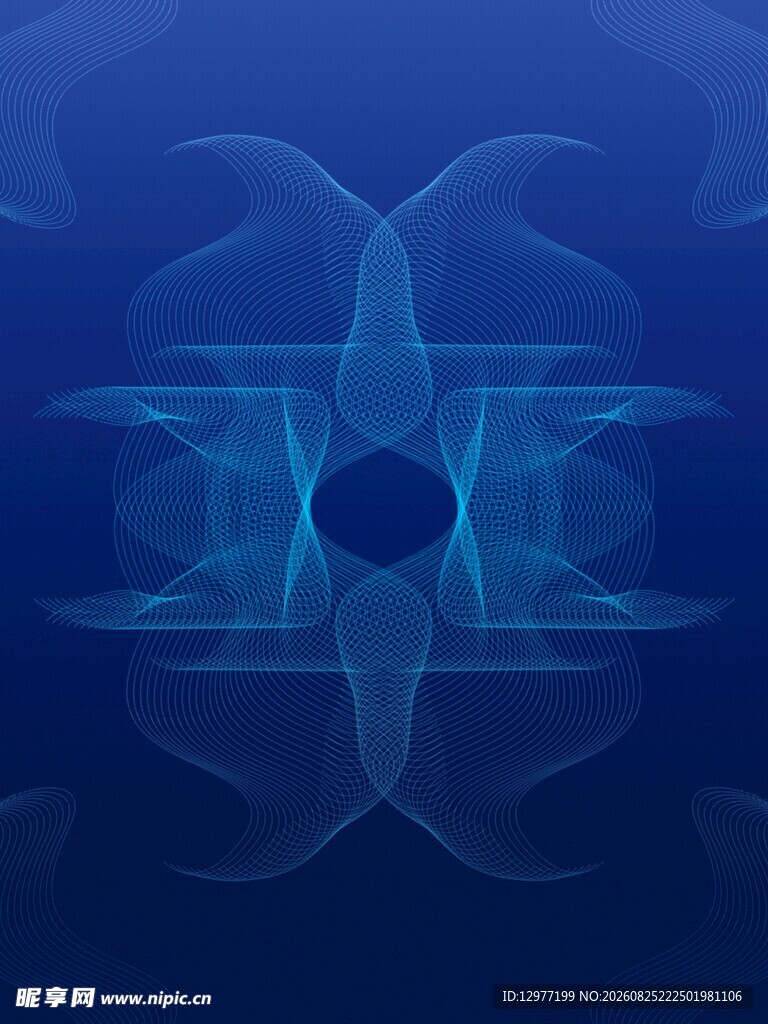蓝色梦幻对称抽象图案