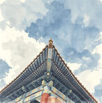 中式古建筑屋顶的天空景致