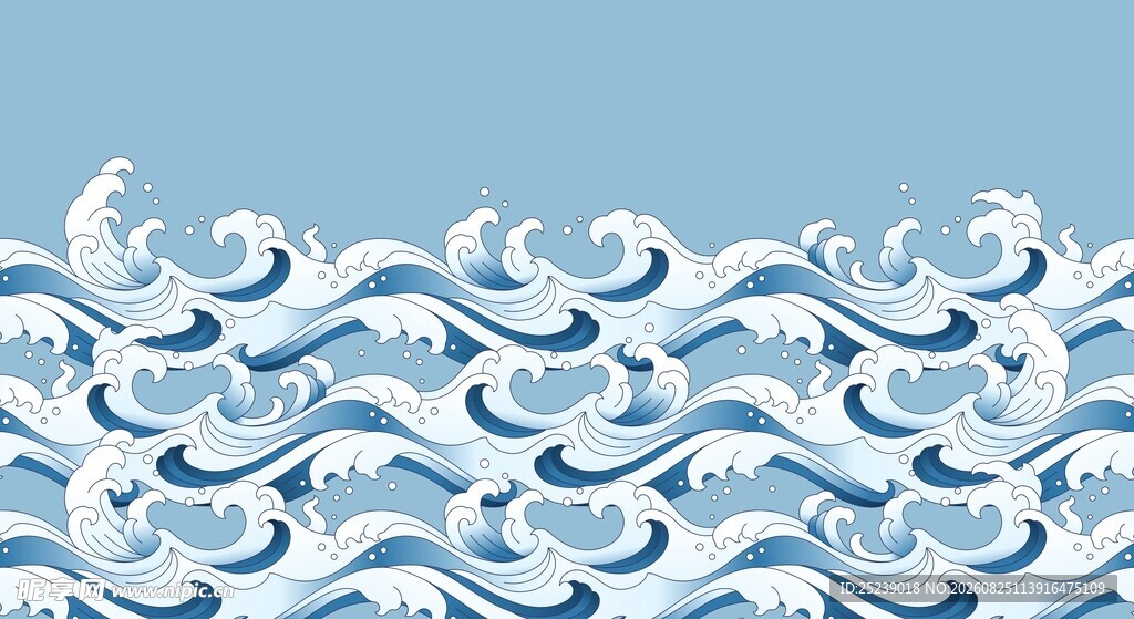 蓝色海浪图案