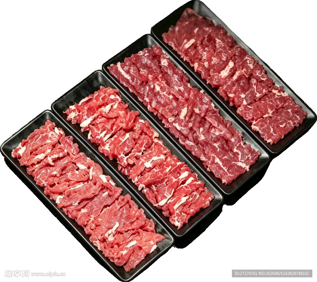 新鲜盒装牛肉片展示