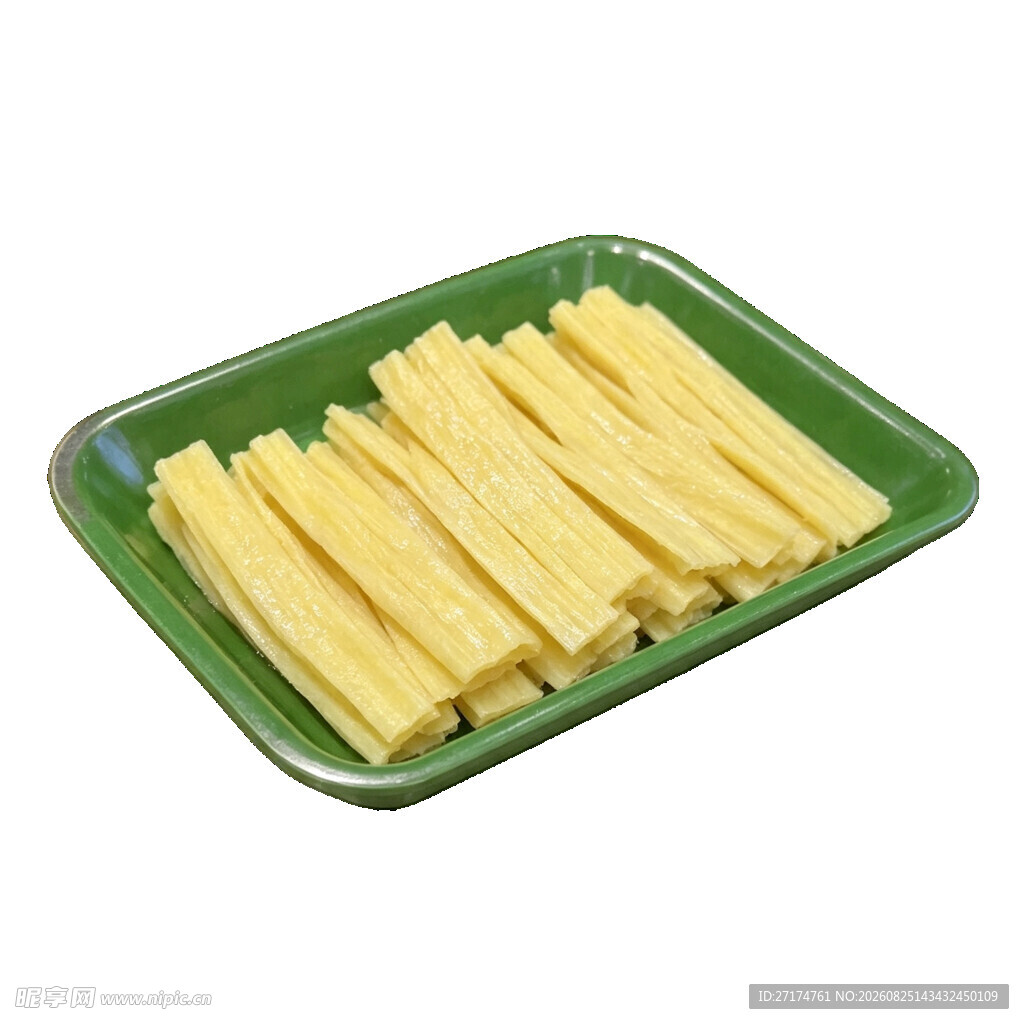 绿色托盘上的美味腐竹