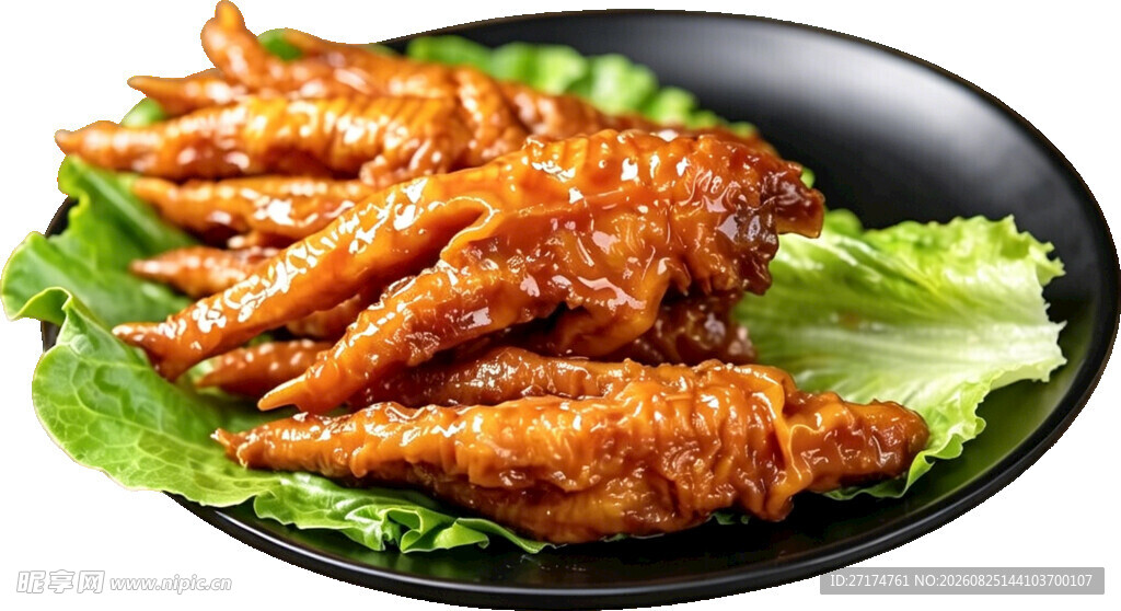 美味虎皮凤爪摆于生菜上