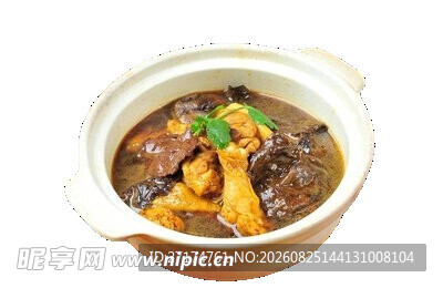 滋补菌菇炖鸡砂锅美食