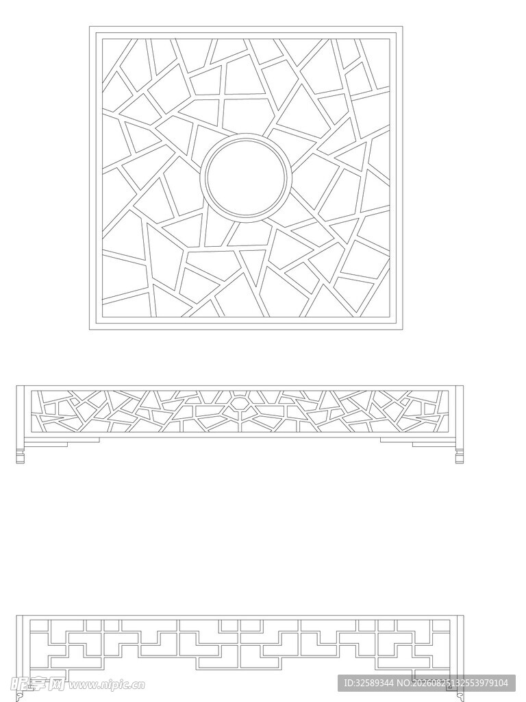 中式雕花装饰图案设计