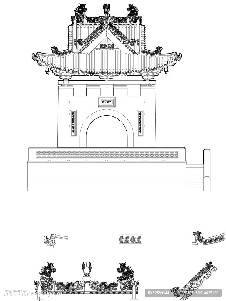 中式古建筑屋顶设计图