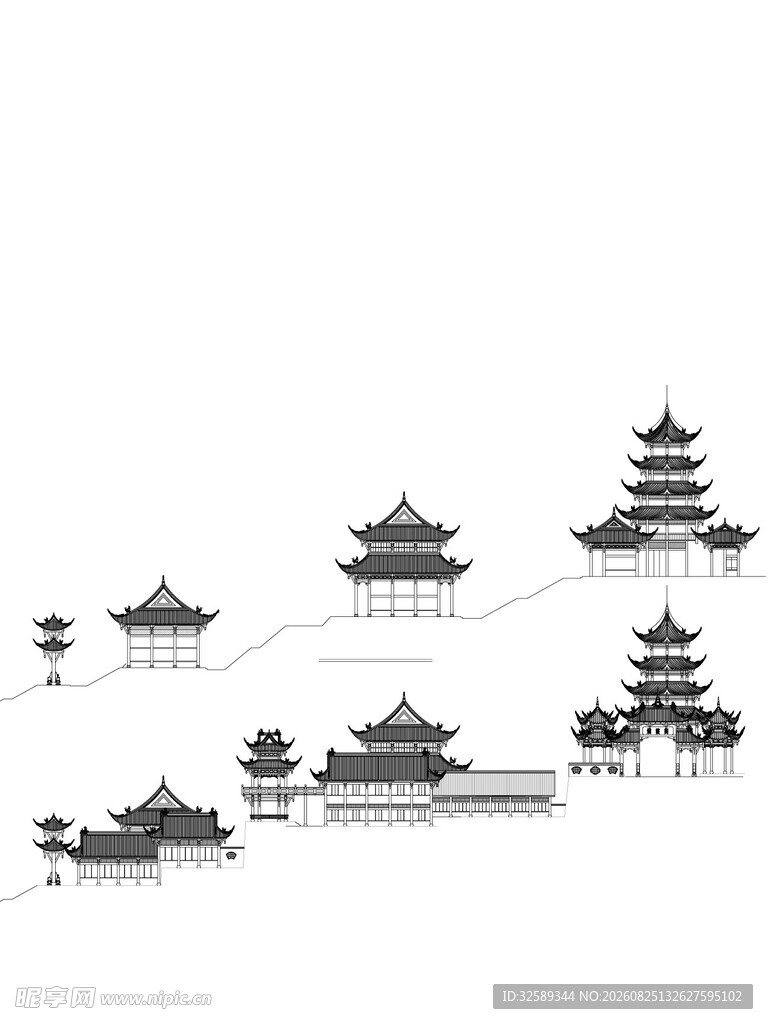 中式古建筑群景观