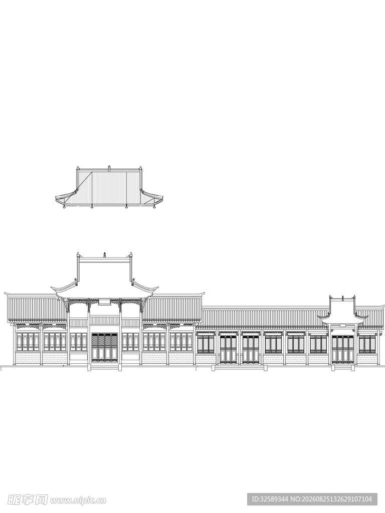 中式古建筑设计草图
