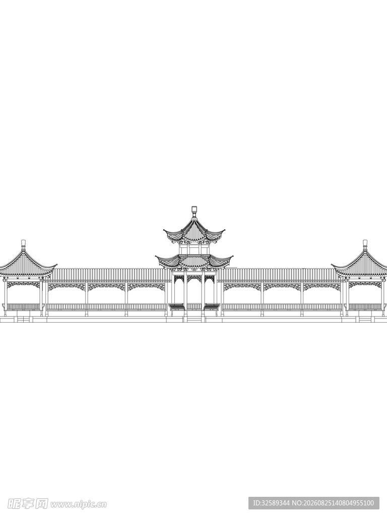 中式古建筑群景观