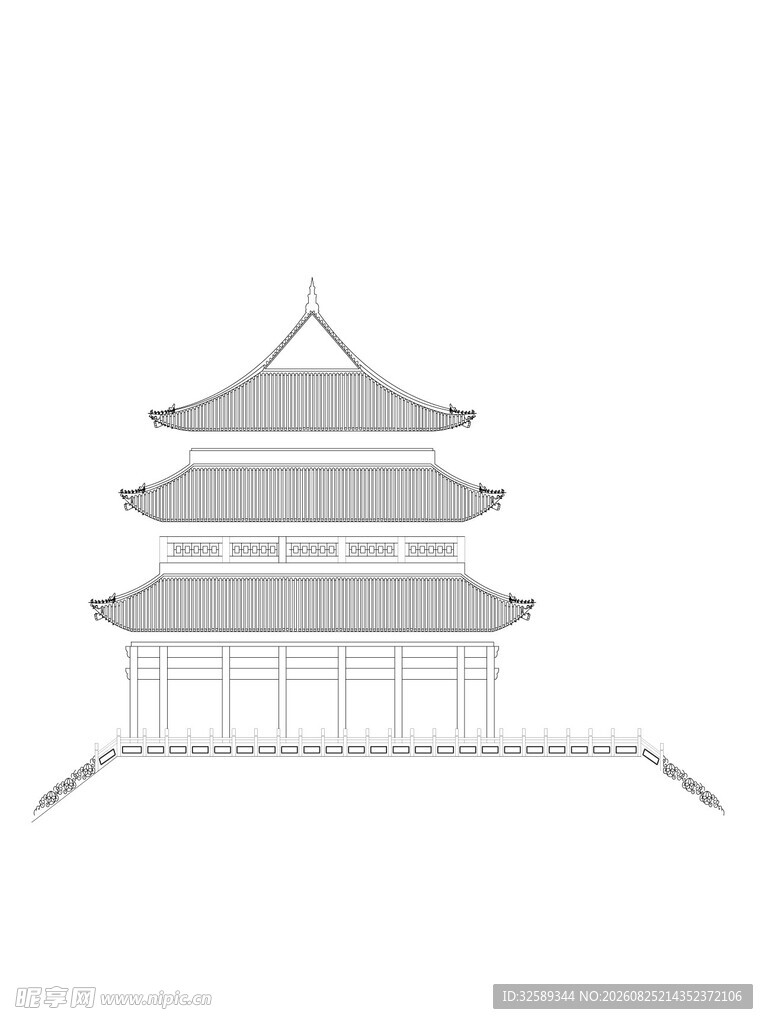 中式古建筑轮廓图