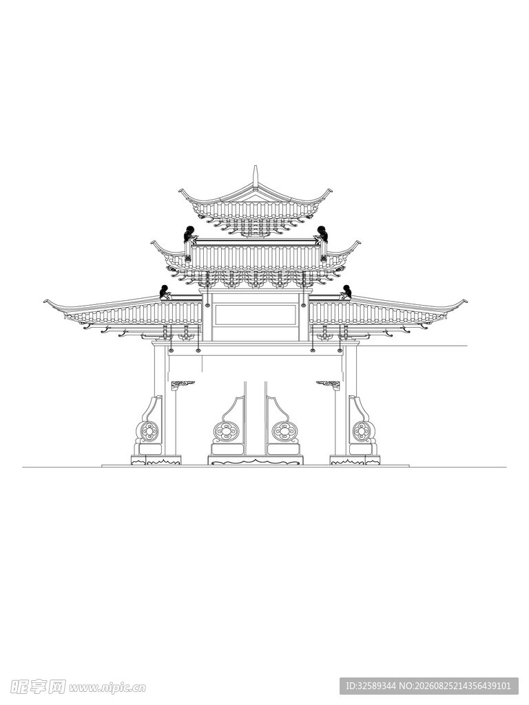 中式古建筑门楼设计图