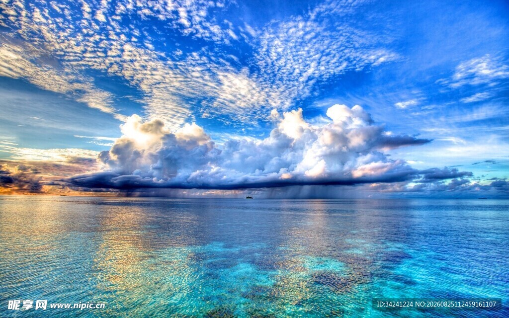 梦幻蓝色海岛海景风光