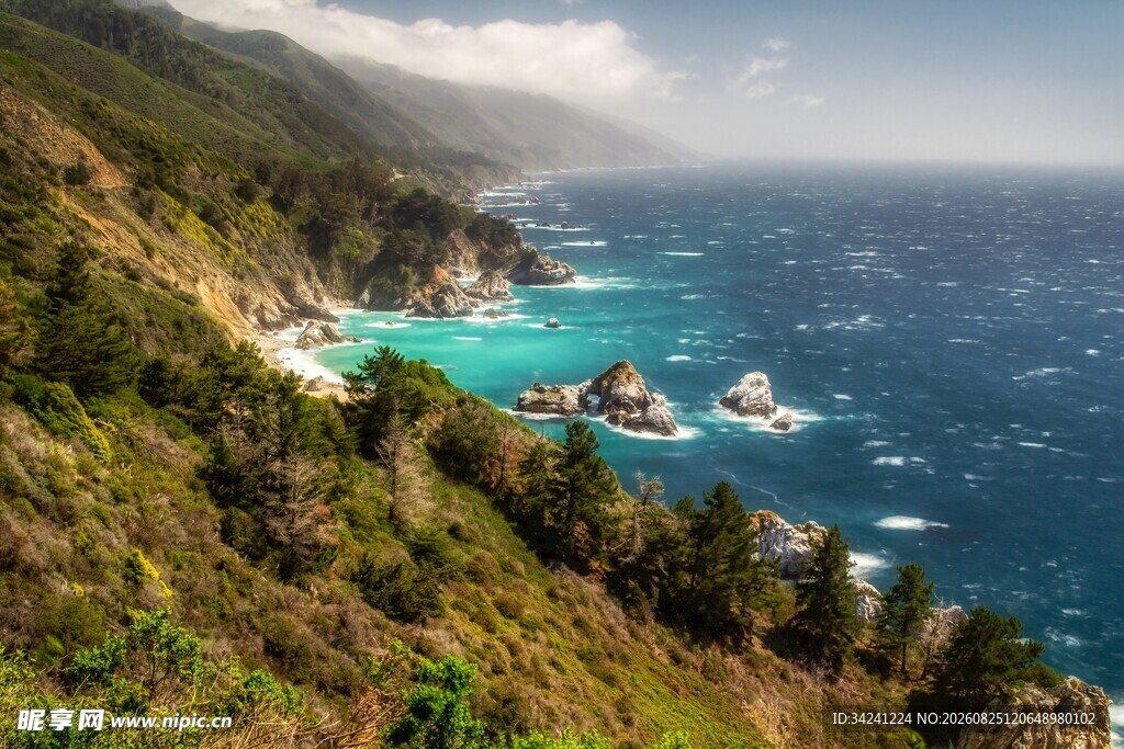 海岸风光碧海青山美景