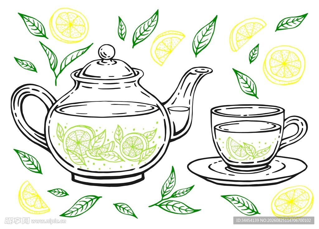 柠檬茶插画