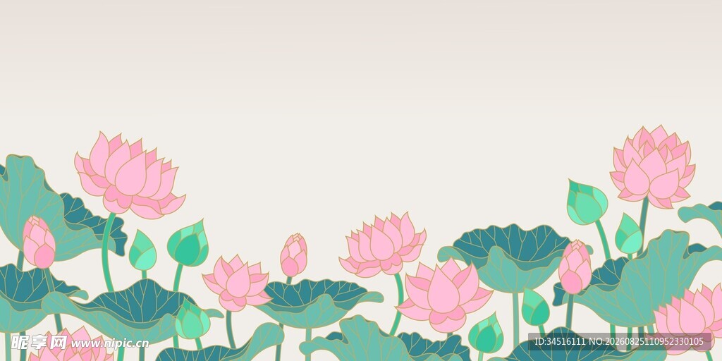 国风荷花背景