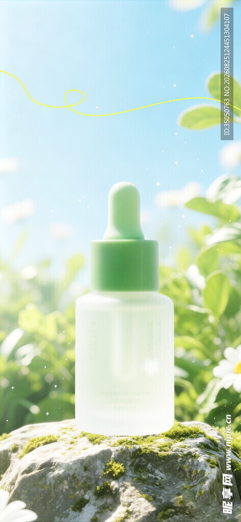 清新绿植旁的小滴管瓶