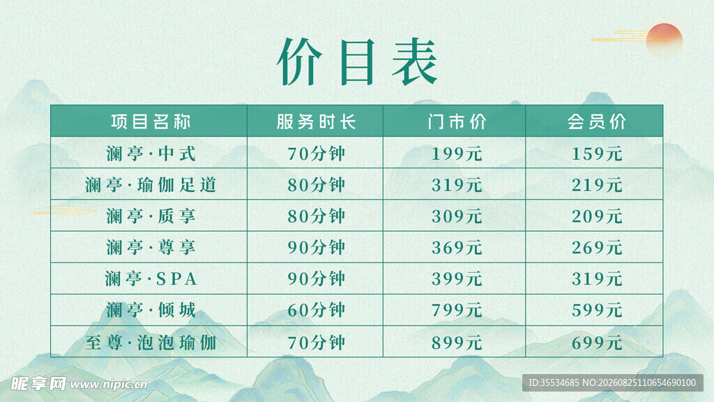 足疗足浴项目介绍价目表 