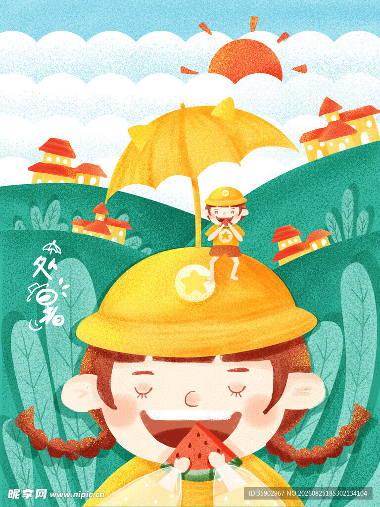 夏日女孩快乐吃西瓜
