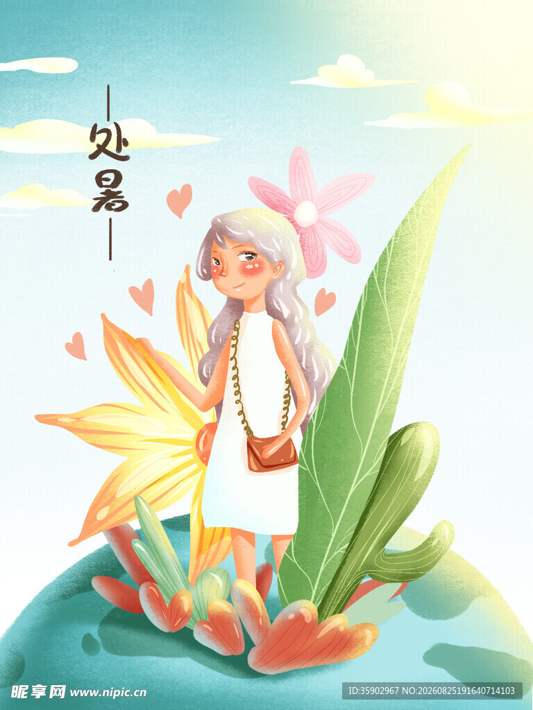 梦幻花丛中的可爱少女