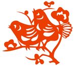 双鸟相依剪纸图案