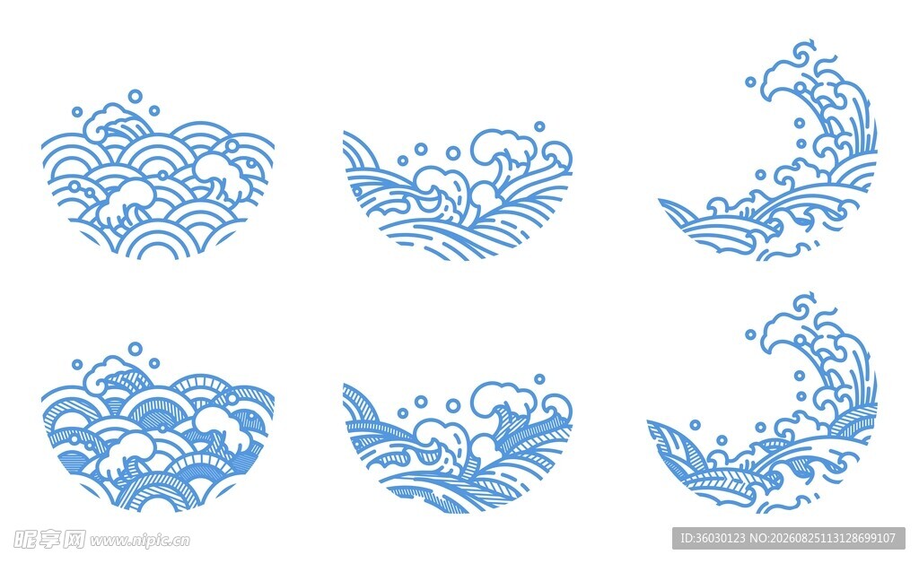 蓝色海浪纹样