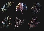 多彩手绘植物枝叶图案