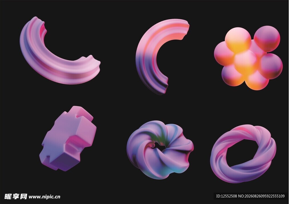 多彩流体形状艺术作品