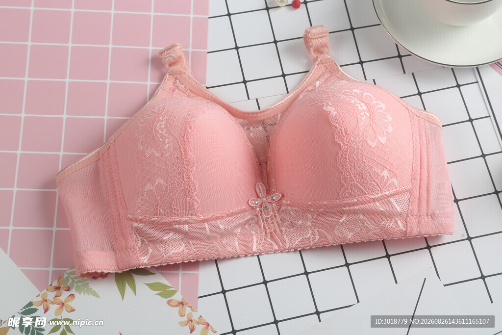 粉色蕾丝女士内衣展示