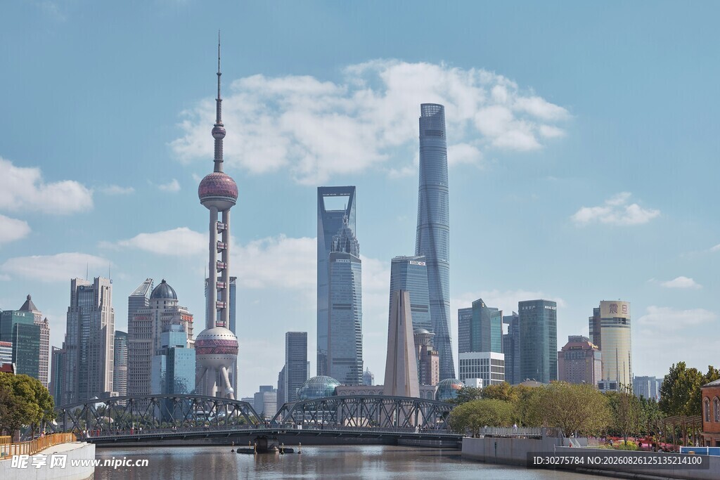 上海外滩现代化城市天际线