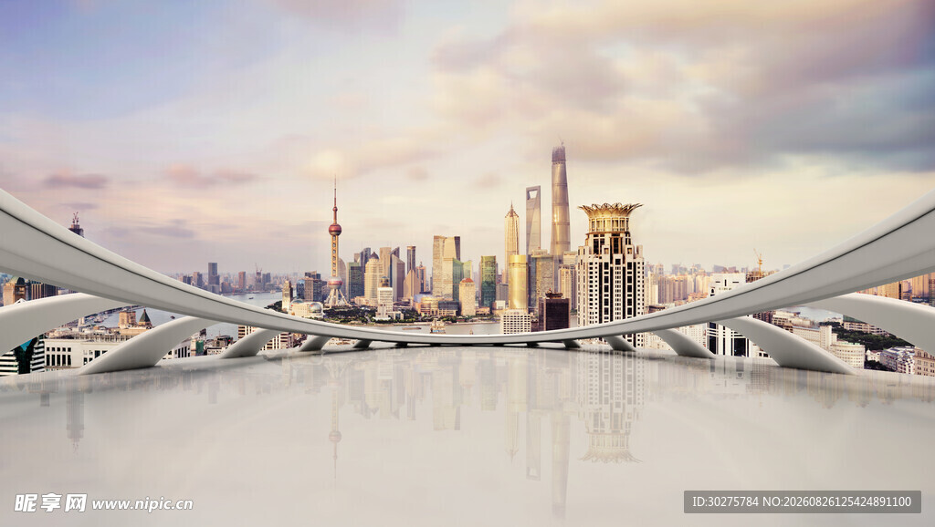 城市河畔现代建筑景观