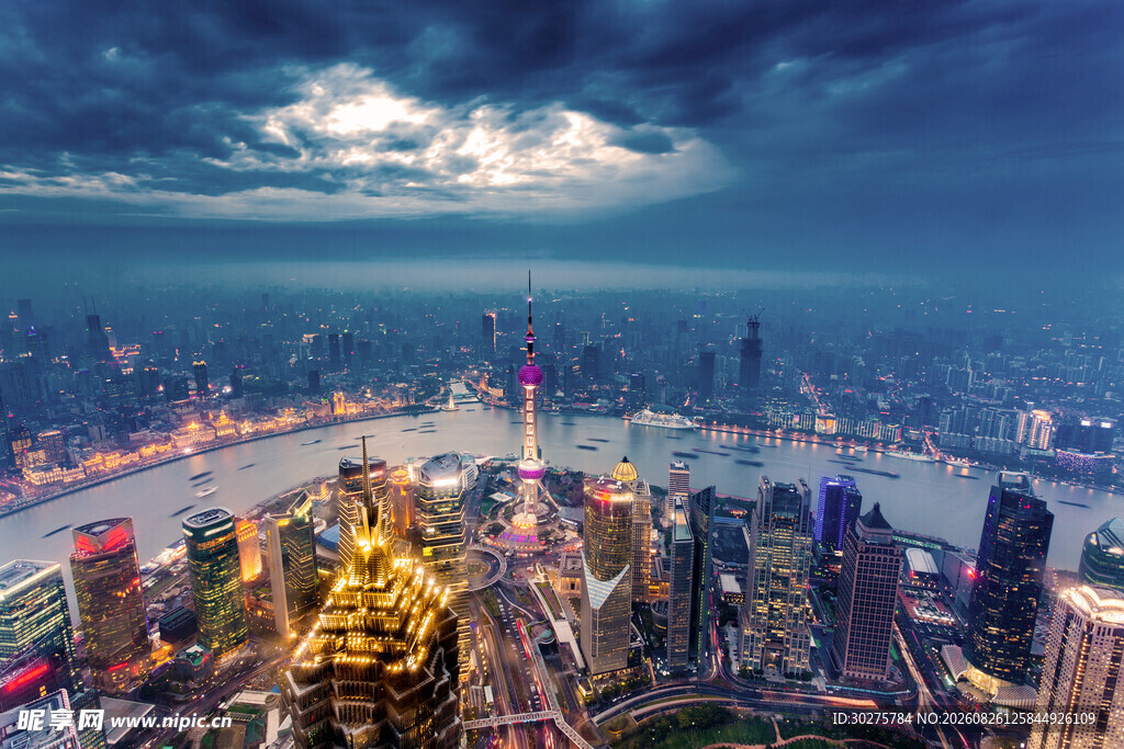 上海璀璨夜景俯瞰图