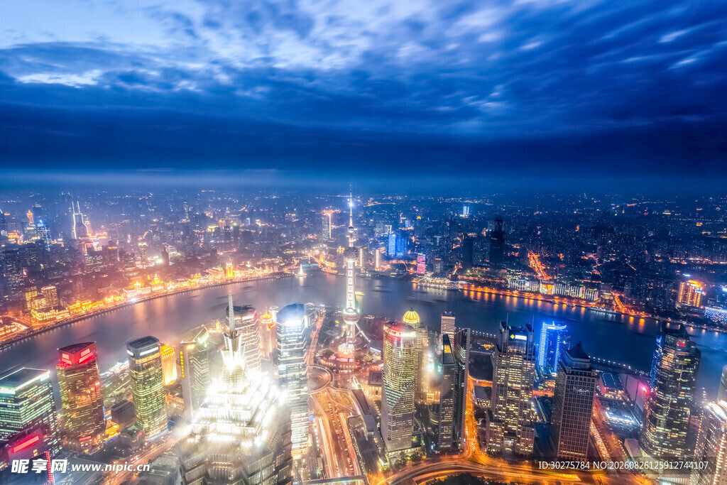 上海璀璨夜景俯瞰图