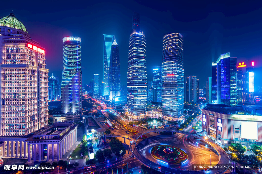 繁华都市夜景璀璨灯火