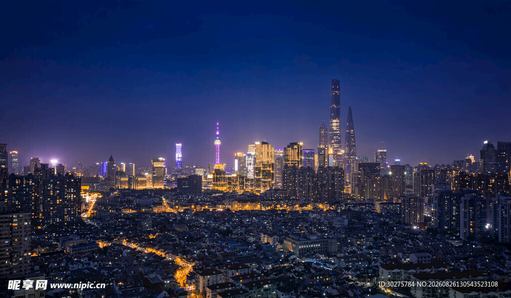 城市璀璨夜景俯瞰图