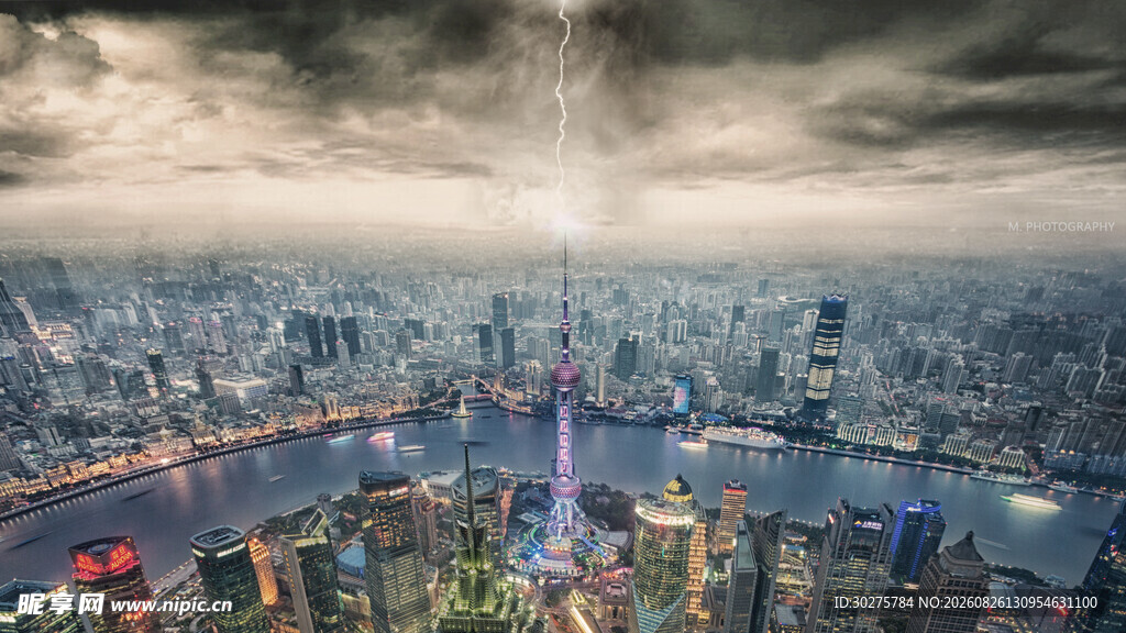 上海城市天际线壮丽景观