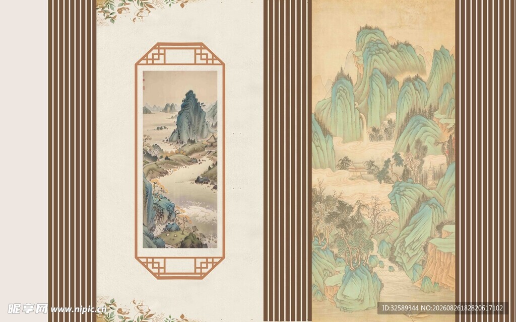 古风山水花卉装饰画
